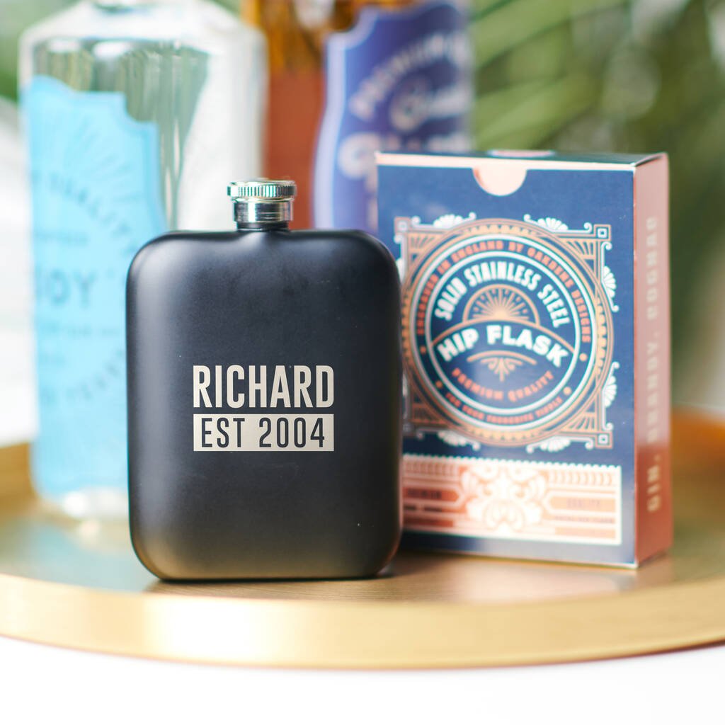 Personalised 18th Birthday Name and Year Hip Flask - Oakdene Designs