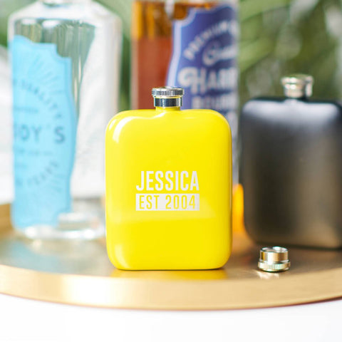 Personalised 18th Birthday Name and Year Hip Flask - Oakdene Designs