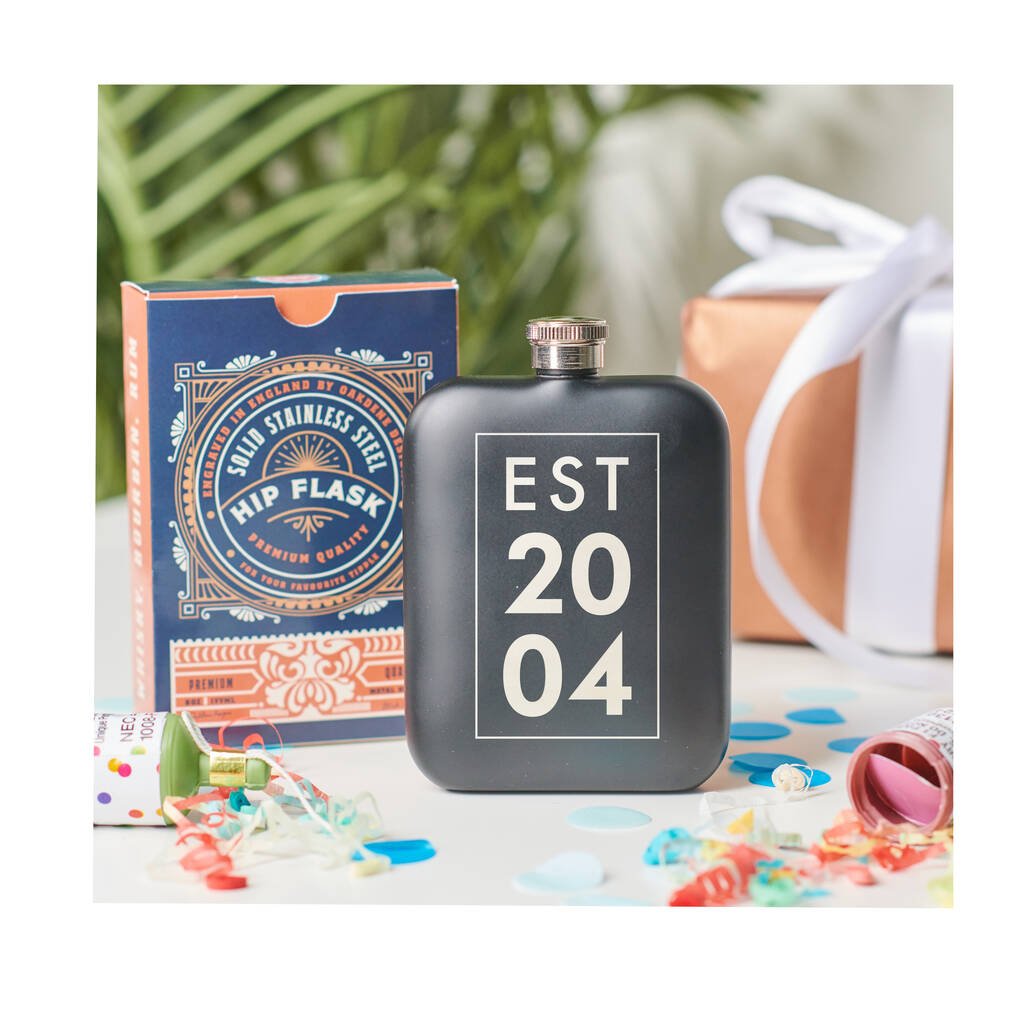 Personalised 18th Birthday Year Hip Flask - Oakdene Designs