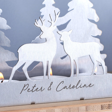 Personalised 3D Couples Metal Deer Tea Light Holder - Oakdene Designs