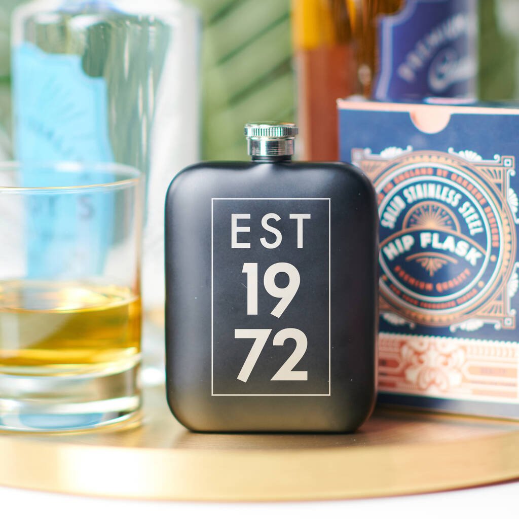 Personalised 50th Birthday Year Hip Flask - Oakdene Designs