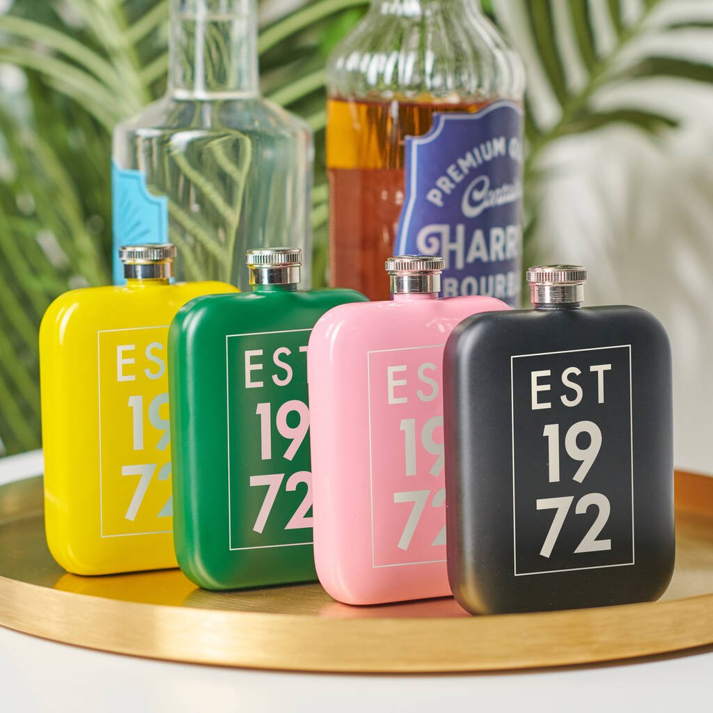 Personalised 50th Birthday Year Hip Flask - Oakdene Designs