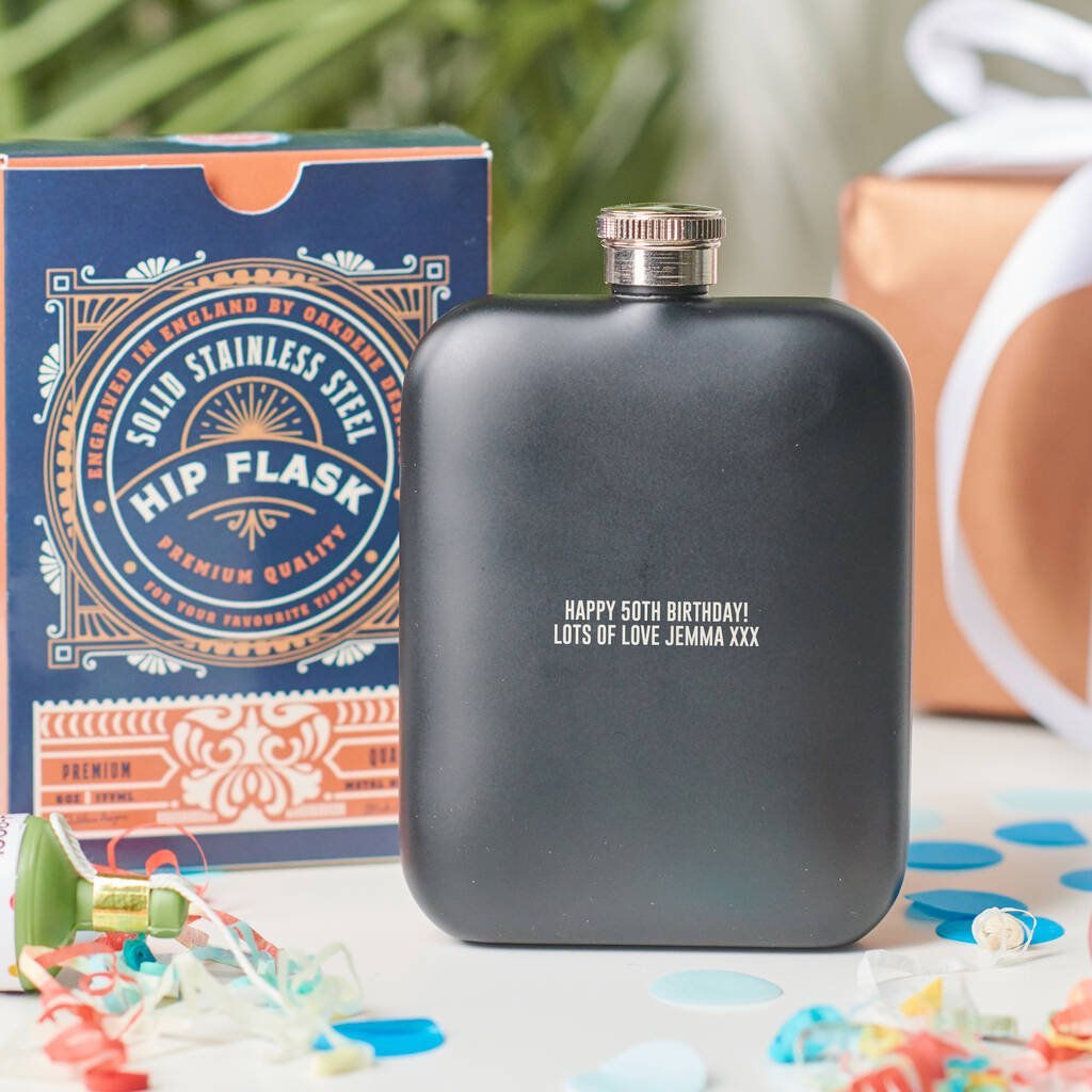 Personalised 50th Birthday Year Hip Flask - Oakdene Designs