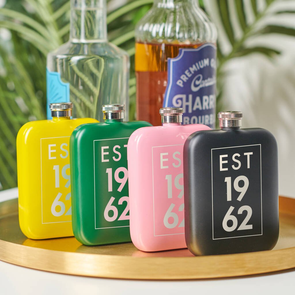 Personalised 60th Birthday Year Hip Flask - Oakdene Designs