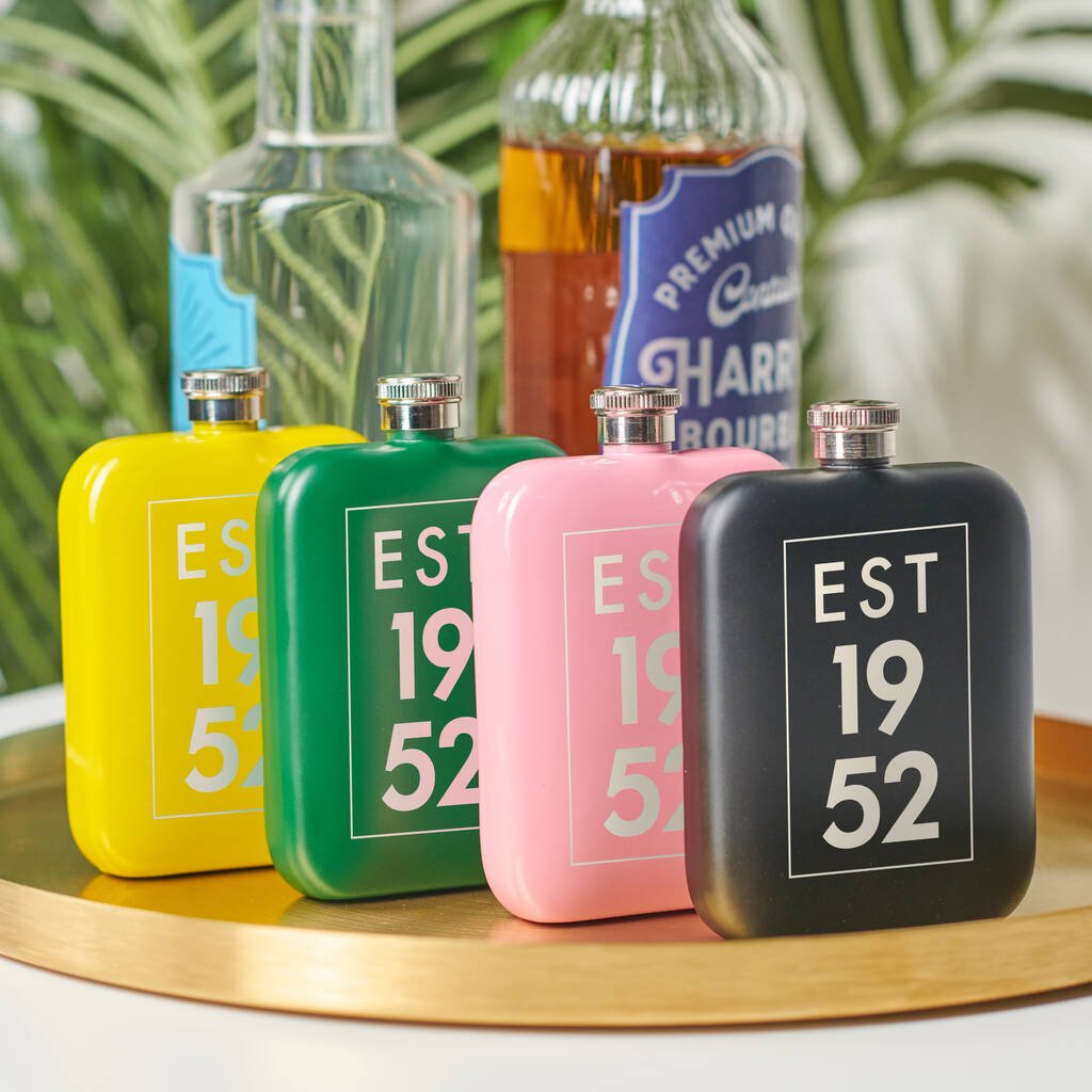 Personalised 70th Birthday Year Hip Flask - Oakdene Designs