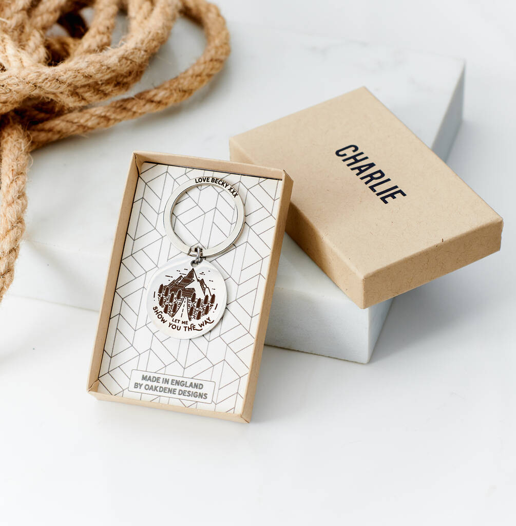 Personalised Adventure Mountain Metal Keyring - Oakdene Designs