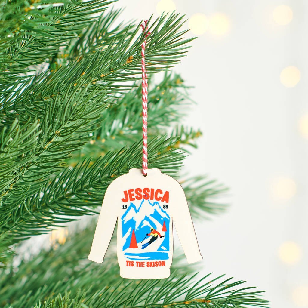 Personalised Alpine Ski Jumper Christmas Tree Decoration - Oakdene Designs