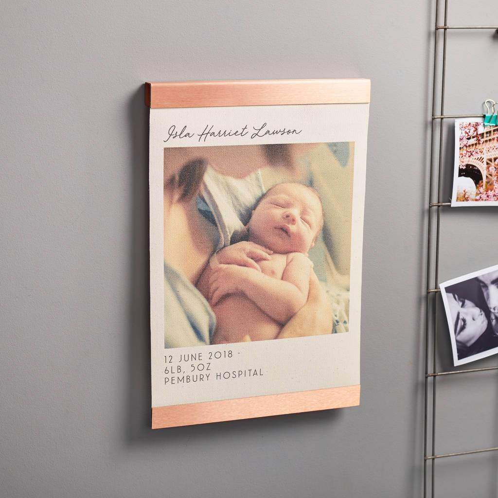 Personalised Baby Photo Copper Hanging Print - Oakdene Designs