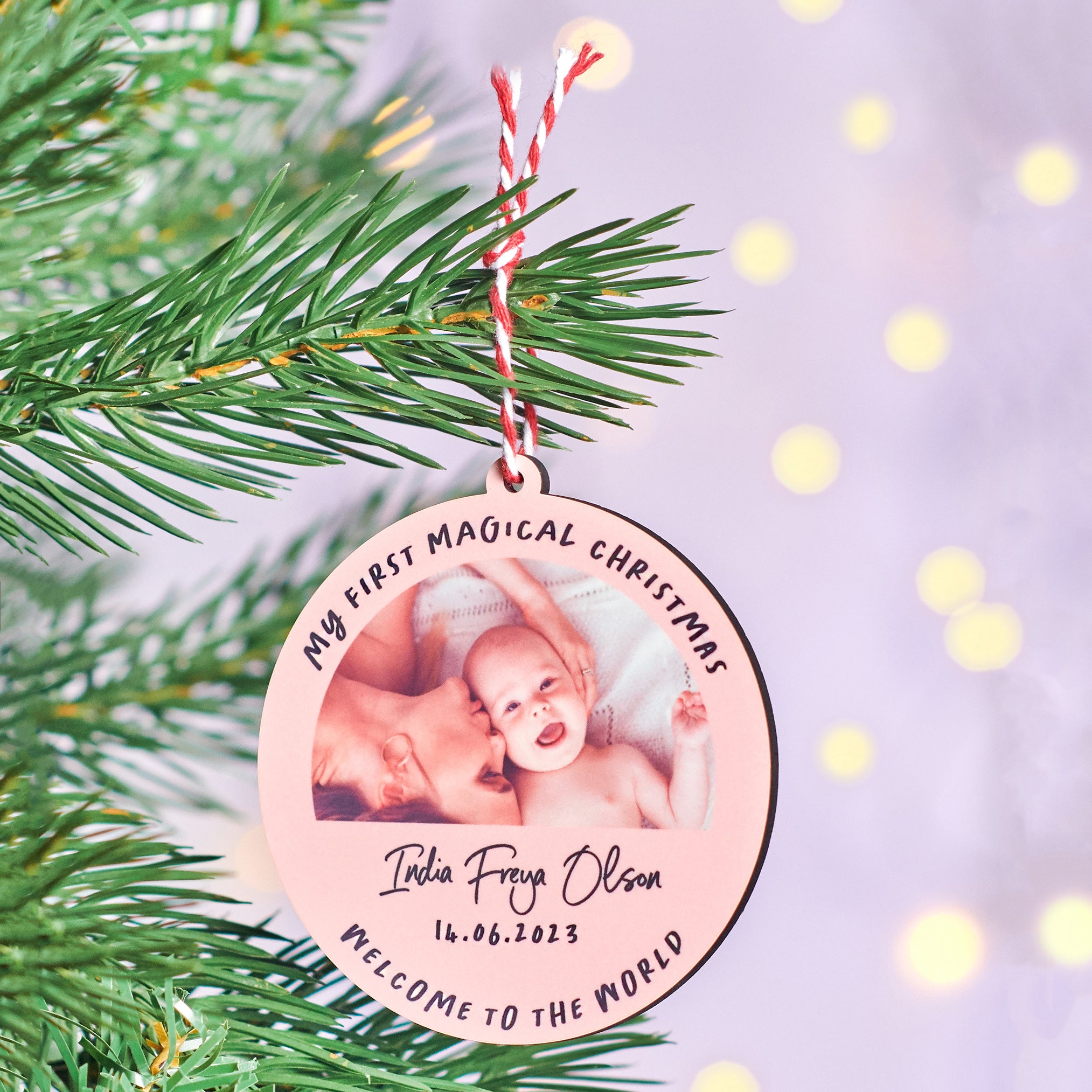 Personalised Baby's First Christmas Photo Bauble - Oakdene Designs