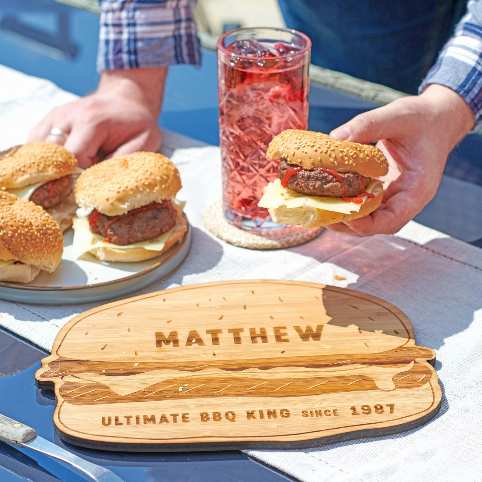 Personalised Bamboo Burger Chopping Board - Oakdene Designs