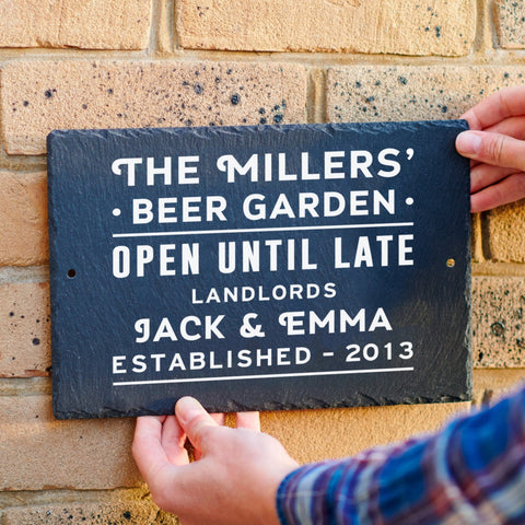 Personalised 'Beer Garden' Slate Sign - Oakdene Designs