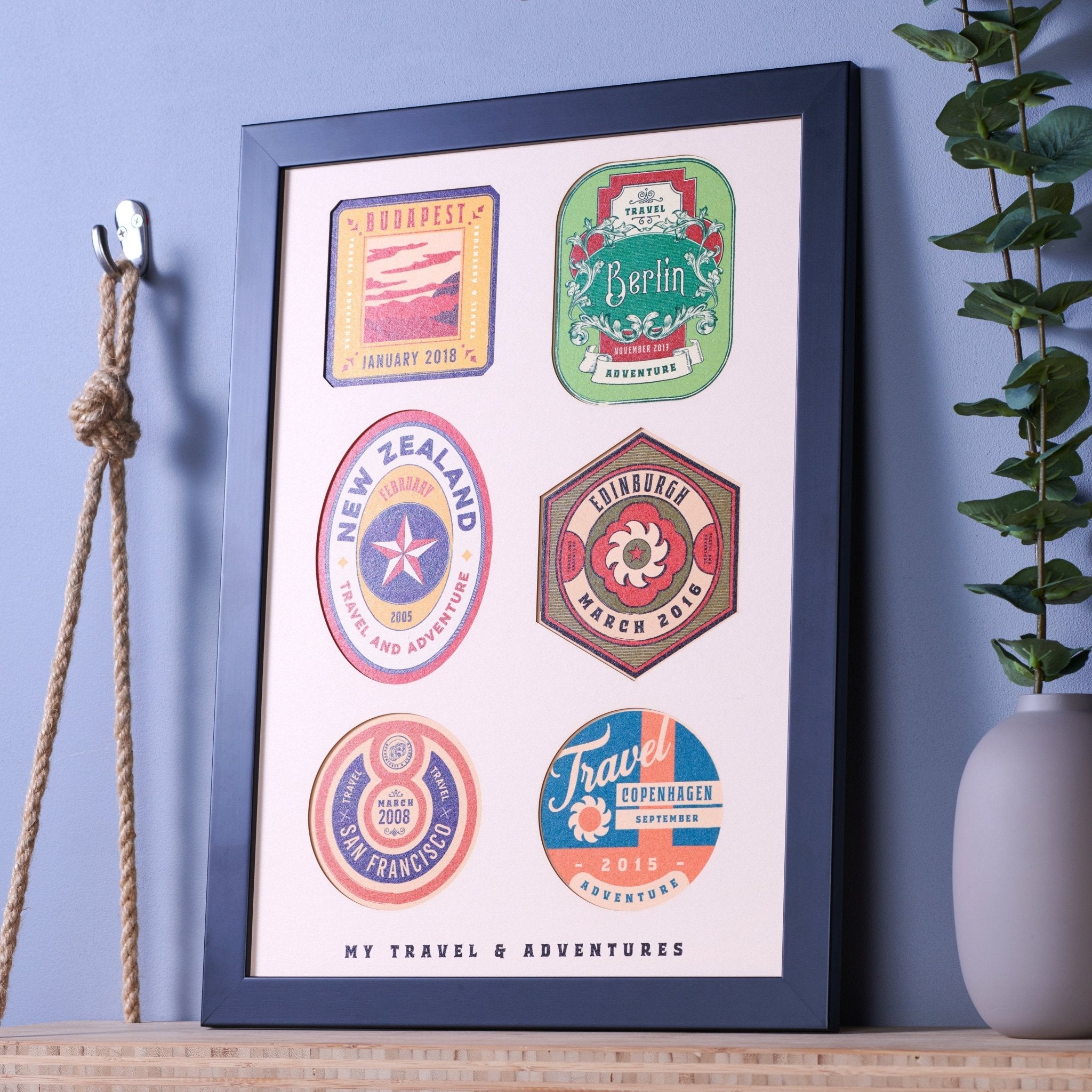 Personalised Beer Mat Framed Travel Print - Oakdene Designs