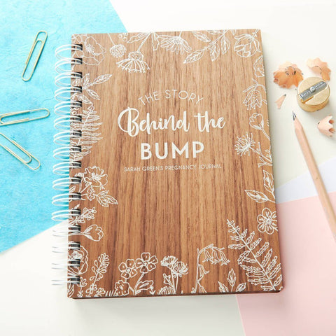 Personalised 'Behind The Bump' Walnut Pregnancy Journal - Oakdene Designs