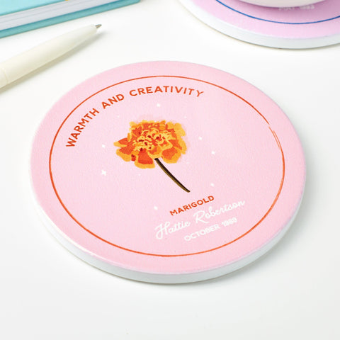 Personalised Birth Flower Ceramic Coaster - Oakdene Designs