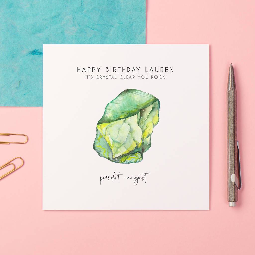 Personalised Birthstone Crystal Birthday Card - Oakdene Designs