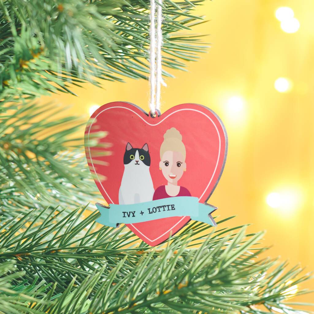 Personalised Cat And Owner Hanging Christmas Decoration - Oakdene Designs