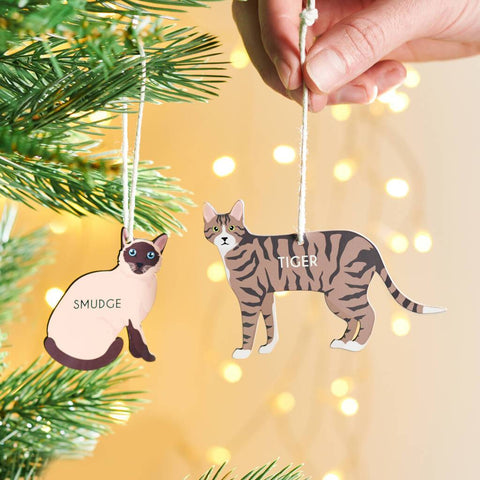 Personalised Cat Christmas Decoration - Oakdene Designs