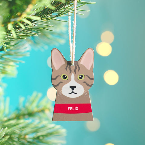 Personalised Cat Hanging Christmas Decoration - Oakdene Designs