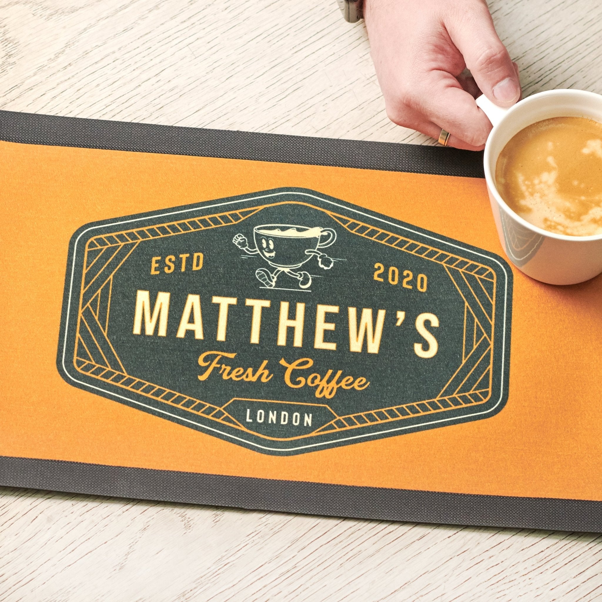 Personalised Coffee Label Kitchen Mat - Oakdene Designs