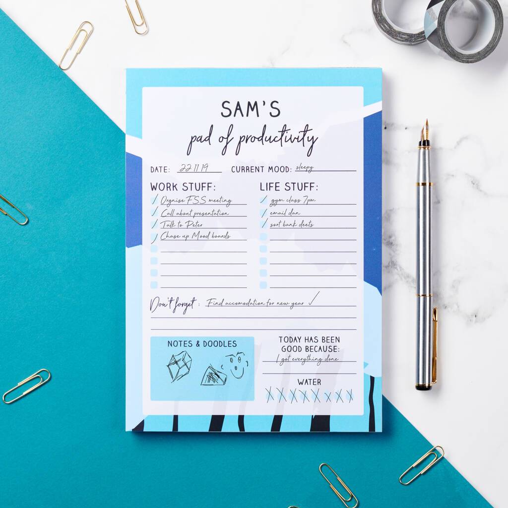 Personalised Colourful Productivity Pad Desk Planner - Oakdene Designs