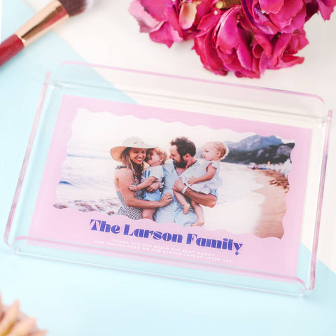 Personalised Colourful Wavy Acrylic Photo Trinket Tray - Oakdene Designs