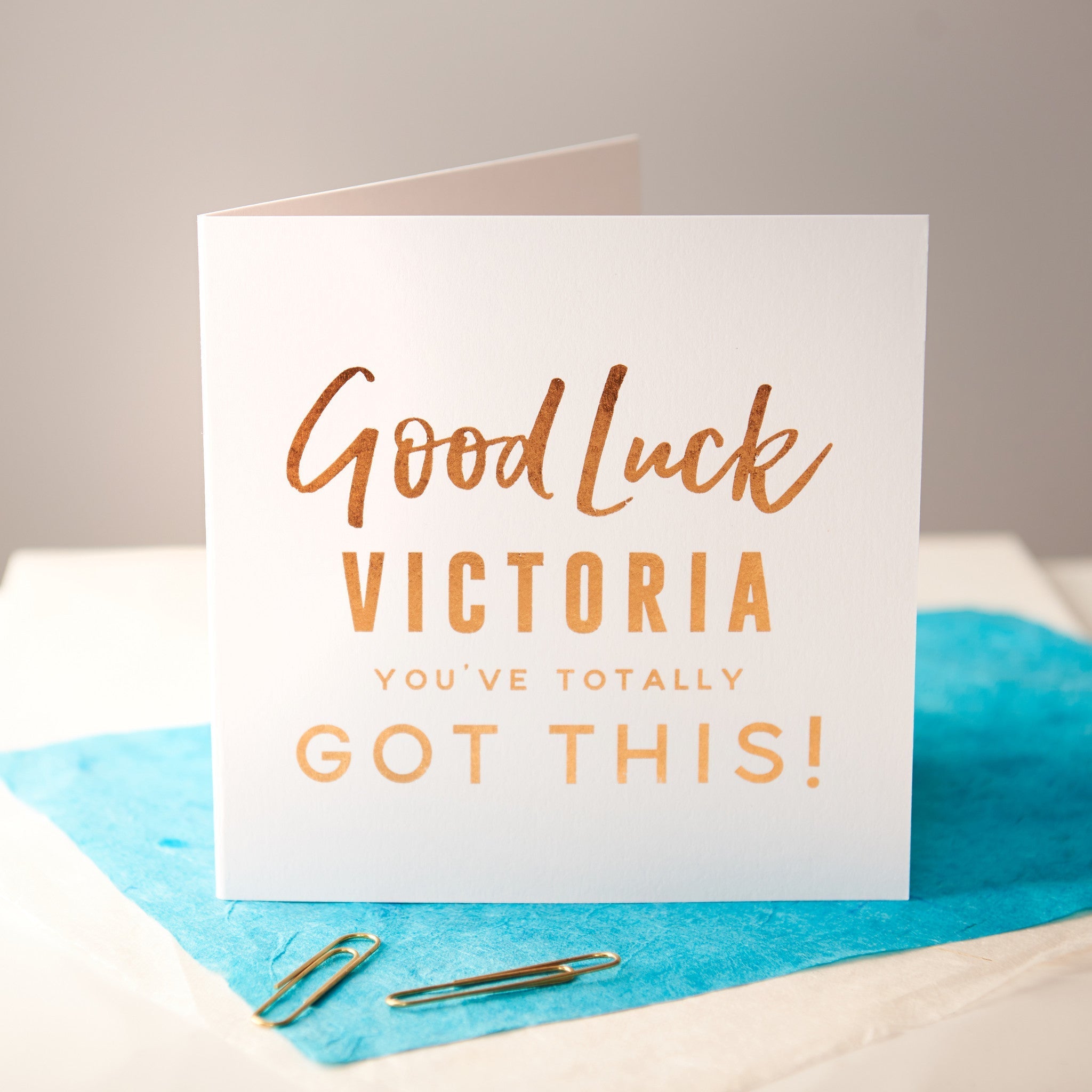 Personalised Copper Foiled Good Luck Card - Oakdene Designs