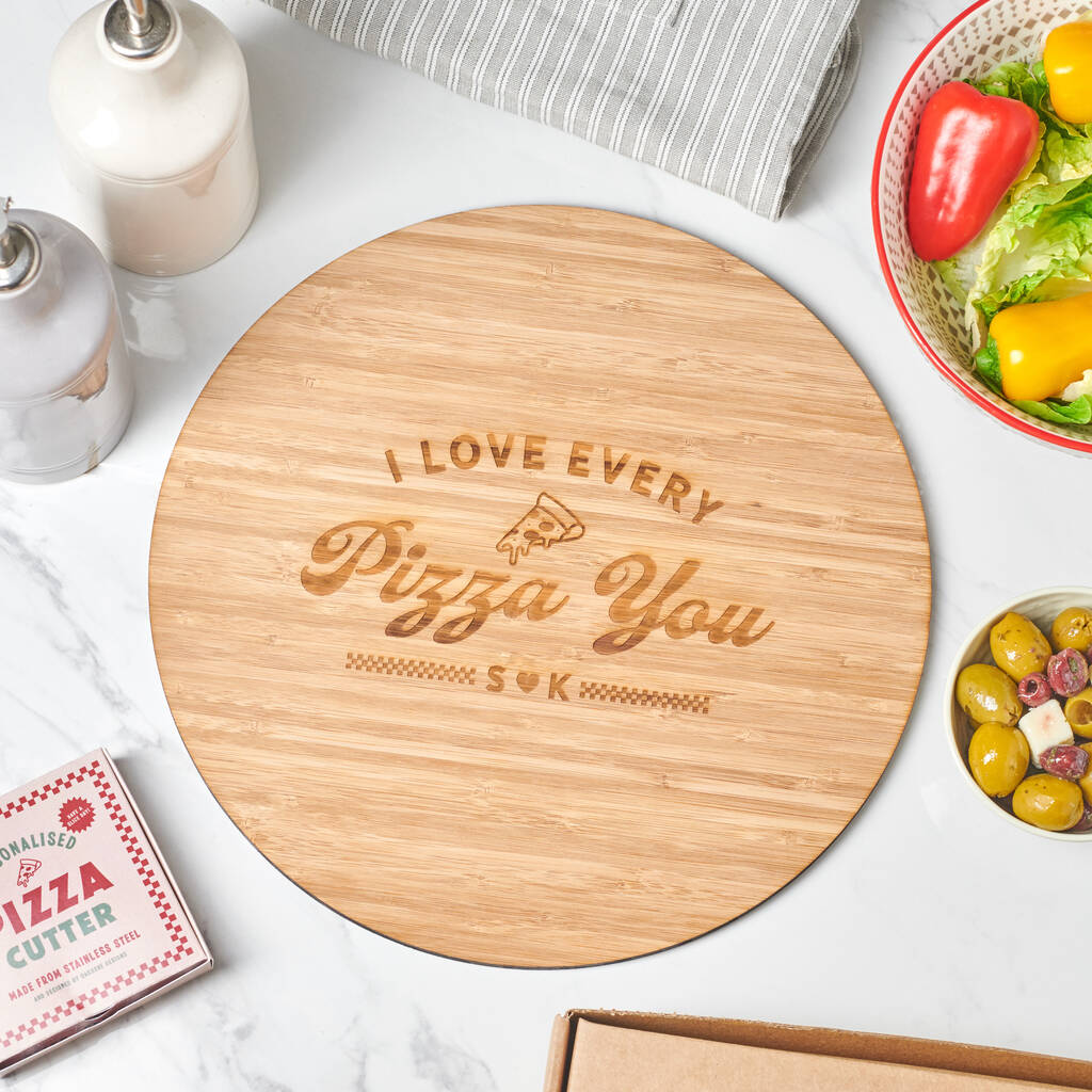 Personalised Couples Pizza Board And Cutter Set - Oakdene Designs