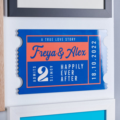 Personalised Couples Ticket Sign - Oakdene Designs