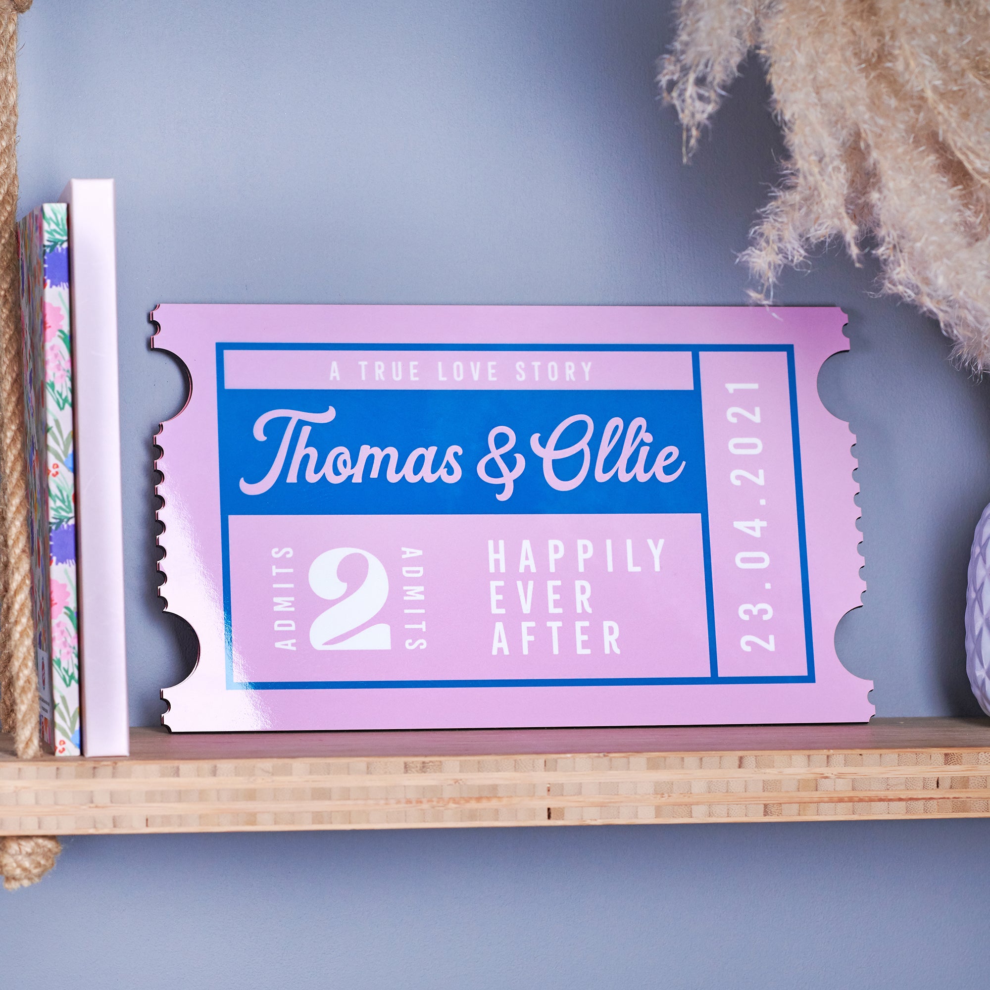 Personalised Couples Ticket Sign - Oakdene Designs