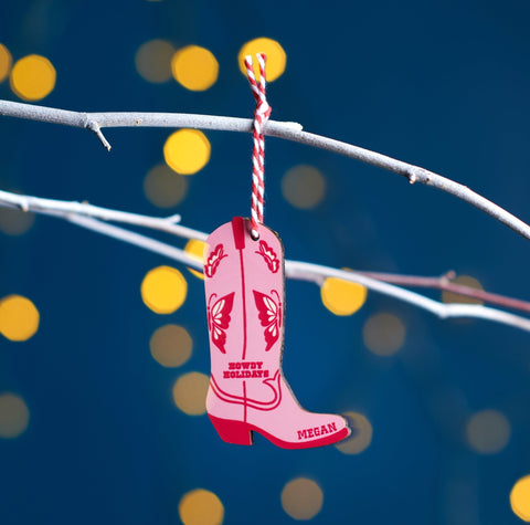 Personalised Cowboy Boot Christmas Decoration - Oakdene Designs