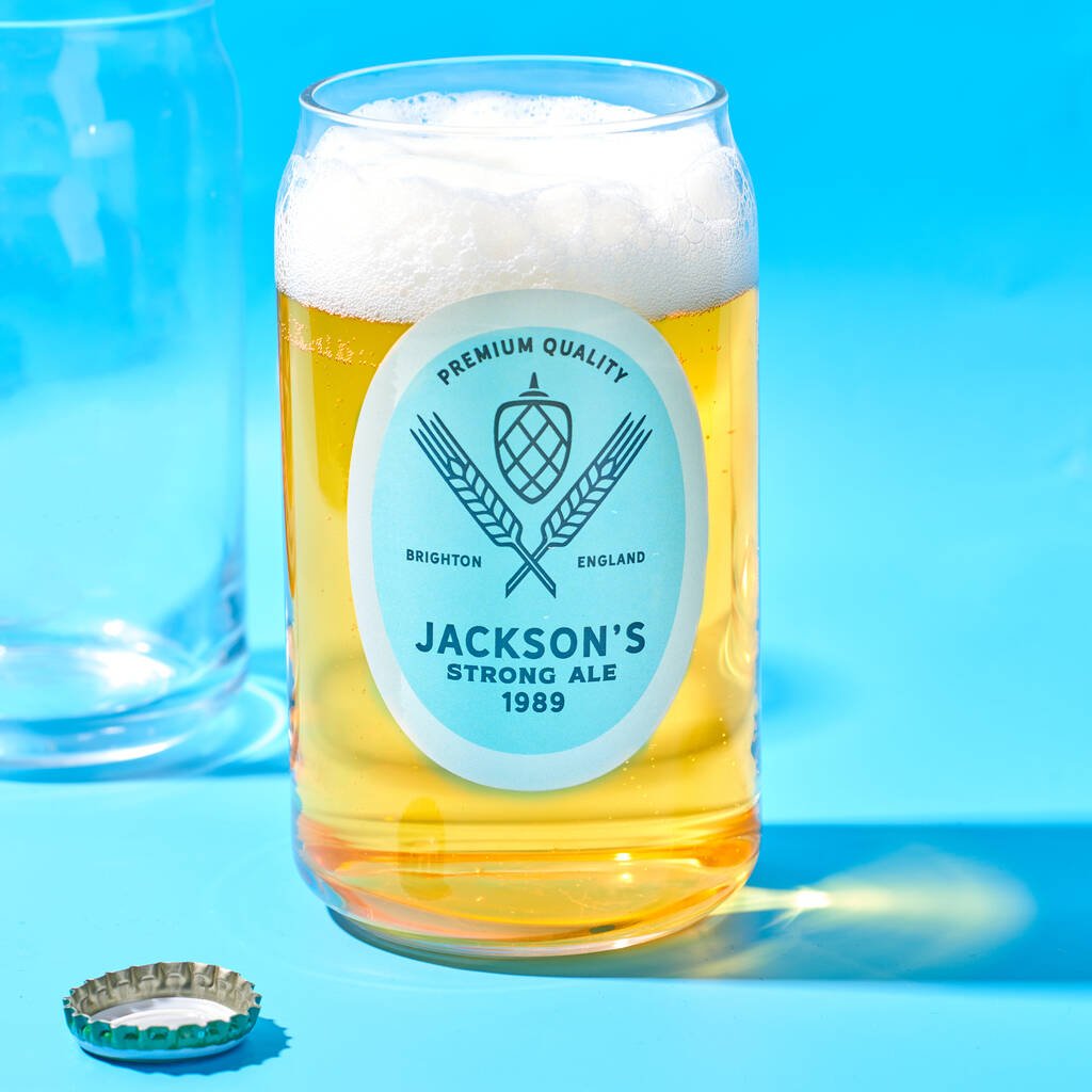 Personalised Craft Beer Label Beer Can Glass - Oakdene Designs