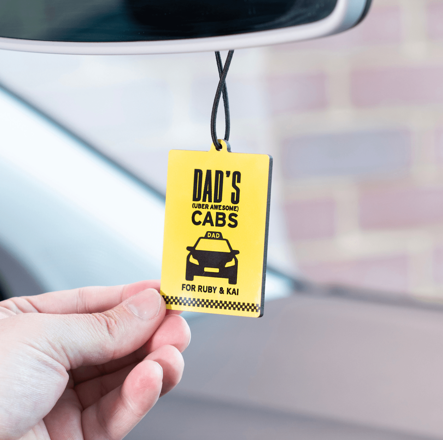 Personalised 'Dad's Cabs' Hanging Car Decoration - Oakdene Designs