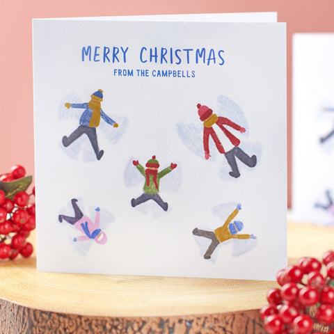 Personalised Family Snow Angel Christmas Card Pack - Oakdene Designs