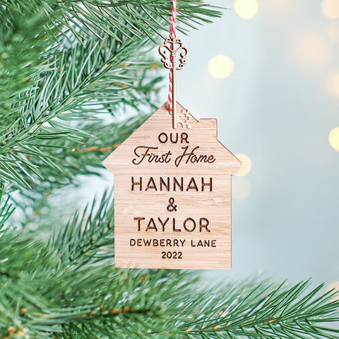 Personalised First Home Wooden Key Christmas Decoration - Oakdene Designs