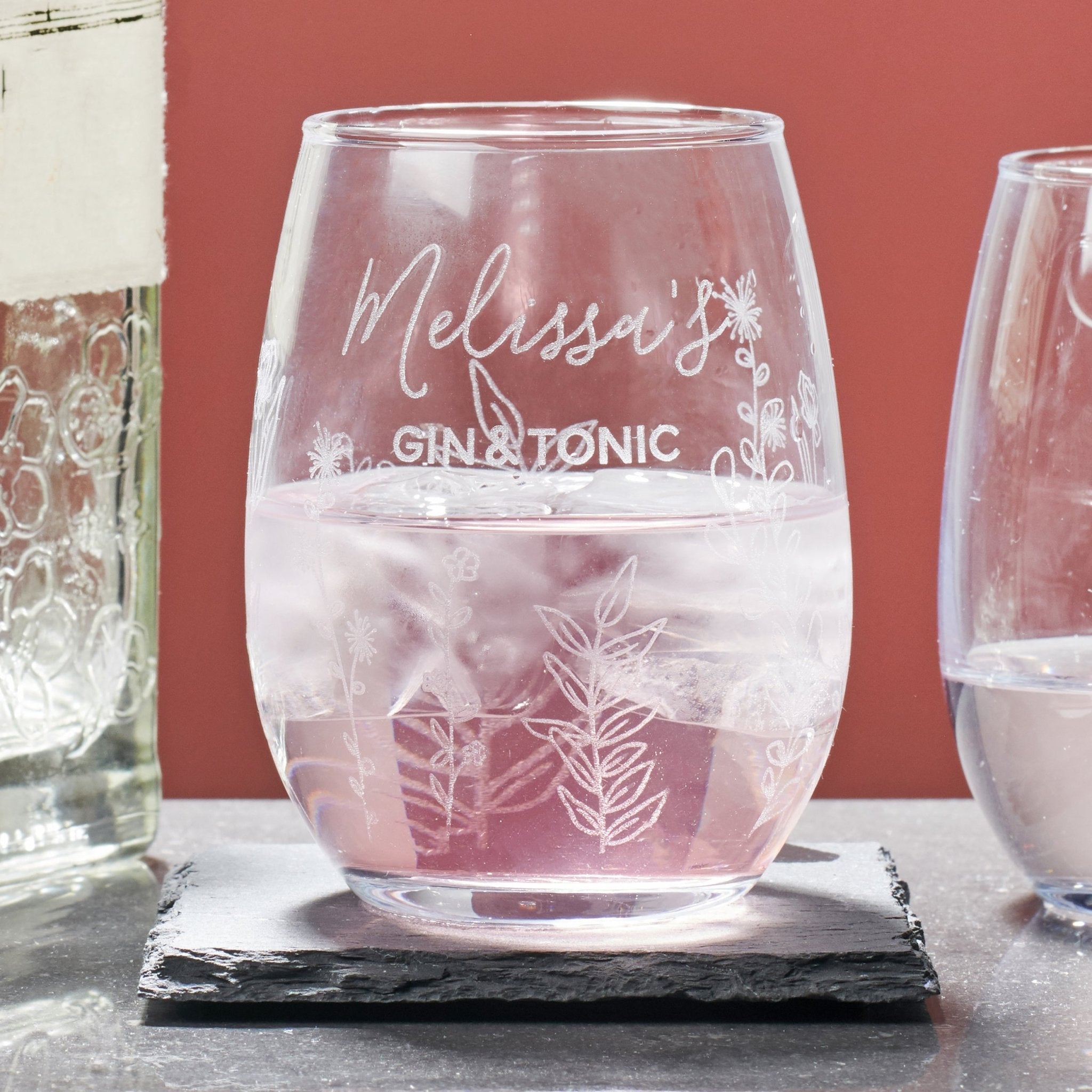 Personalised Floral Drinking Glass - Oakdene Designs