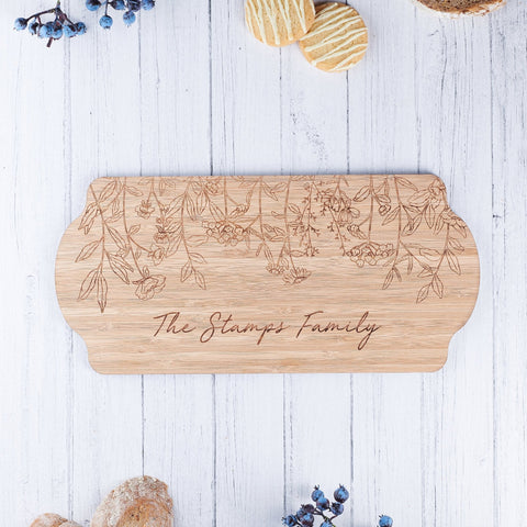 Personalised Floral Engraved Serving Board - Oakdene Designs