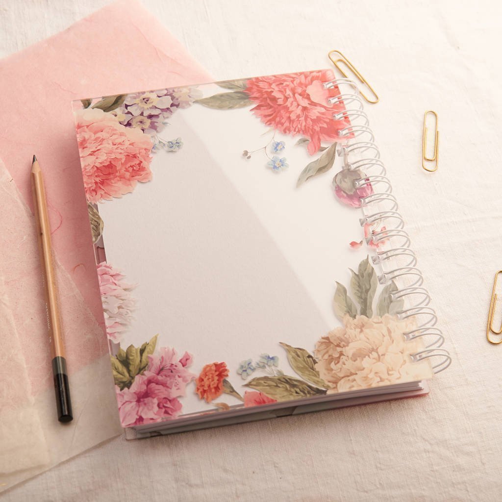 Personalised Floral Gold Wedding Notebook Planner - Oakdene Designs