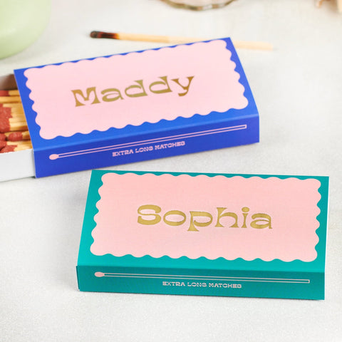 Personalised Foiled Name Colourful Matches - Oakdene Designs