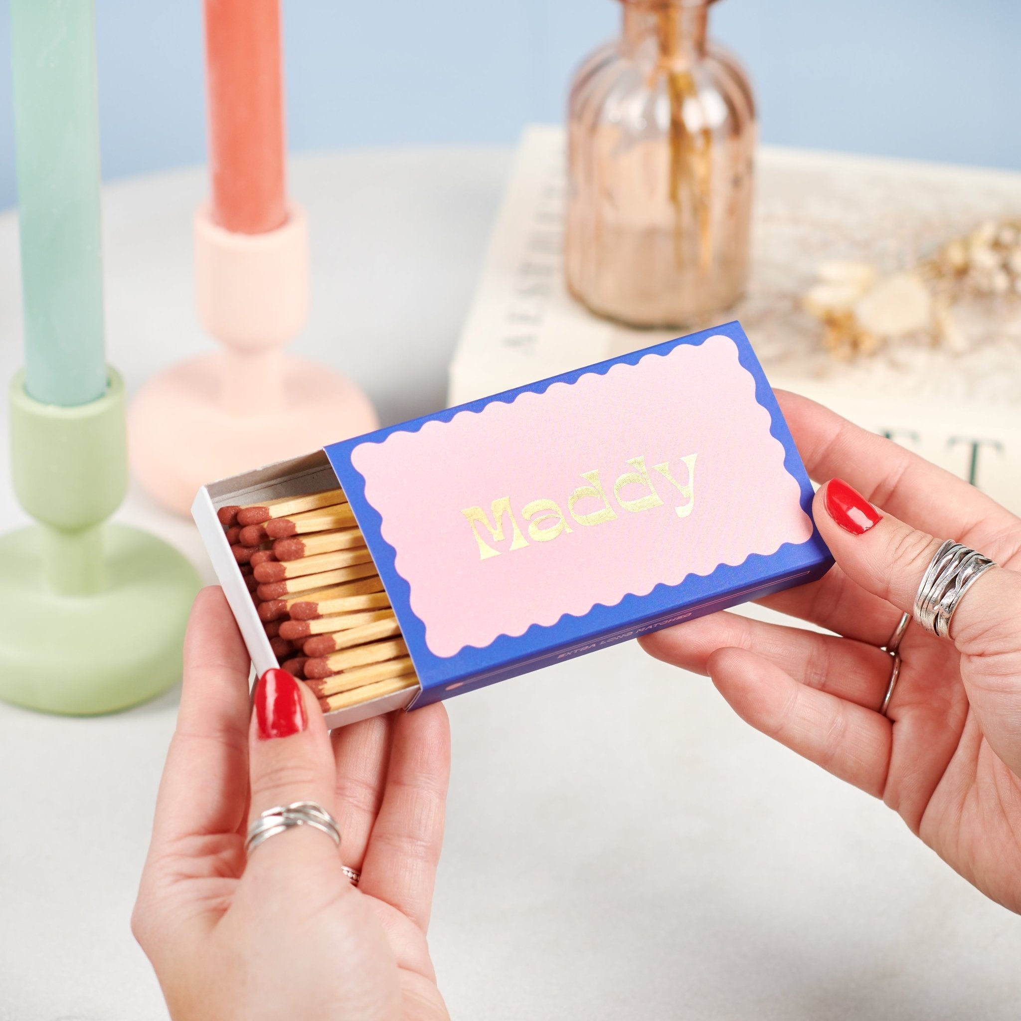 Personalised Foiled Name Colourful Matches - Oakdene Designs