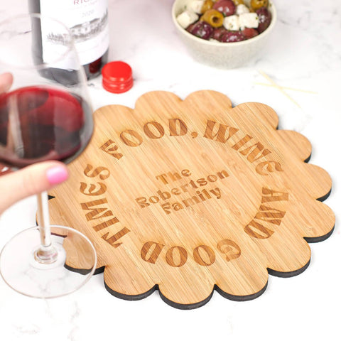 Personalised 'Good Times' Scalloped Serving Board - Oakdene Designs