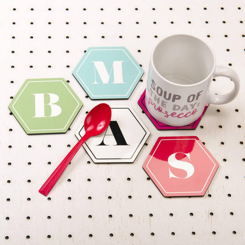 Personalised Hexagonal Monogram Coasters - Oakdene Designs