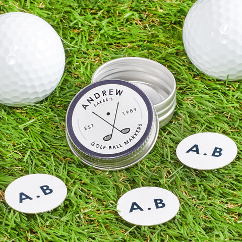 Personalised Initial Golf Ball Markers In Tin - Oakdene Designs