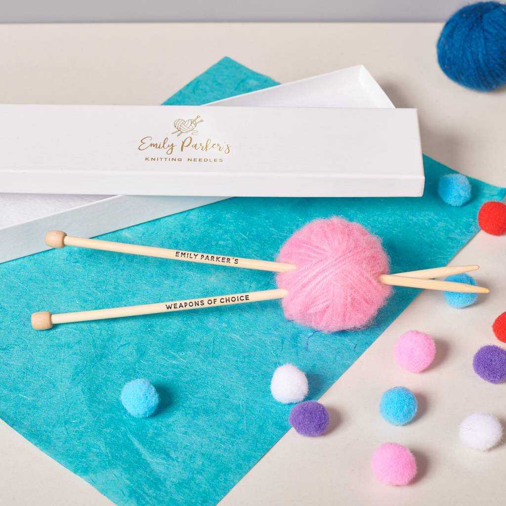 Personalised Knitting Needles With Box - Oakdene Designs