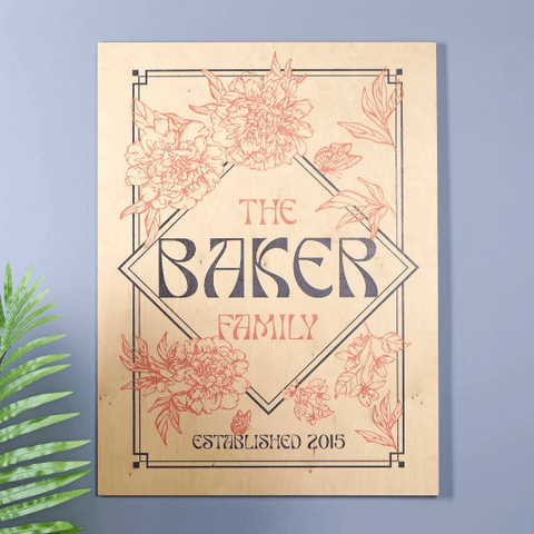 Personalised Large Retro Style Floral Family Print - Oakdene Designs