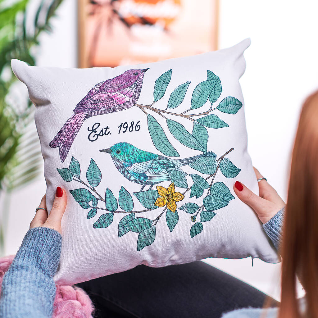 Personalised Love Birds Cushion - Oakdene Designs