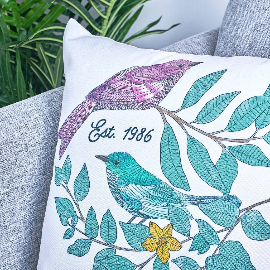 Personalised Love Birds Cushion - Oakdene Designs