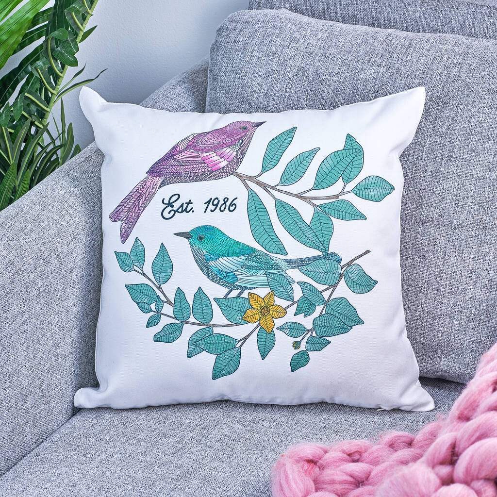 Personalised Love Birds Cushion - Oakdene Designs