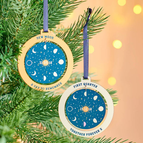 Personalised Moon Phase Christmas Tree Decoration - Oakdene Designs