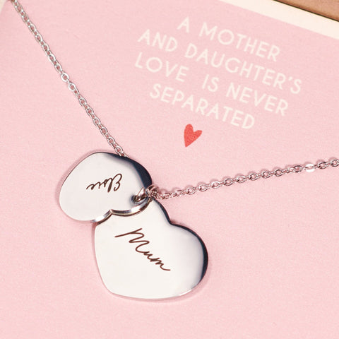 Personalised Mother Daughter Heart Necklace - Oakdene Designs