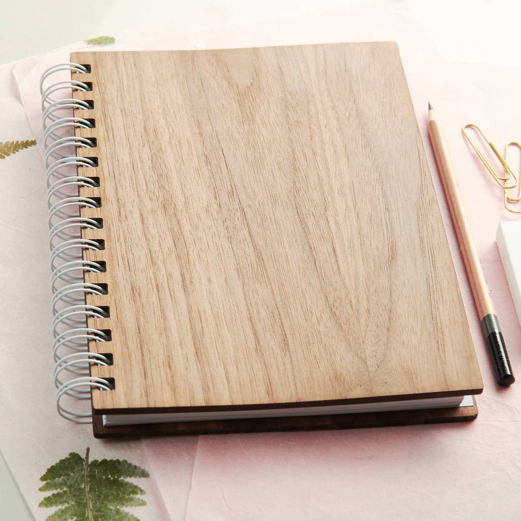 Personalised 'Musical Notes' Gold Walnut Notebook - Oakdene Designs